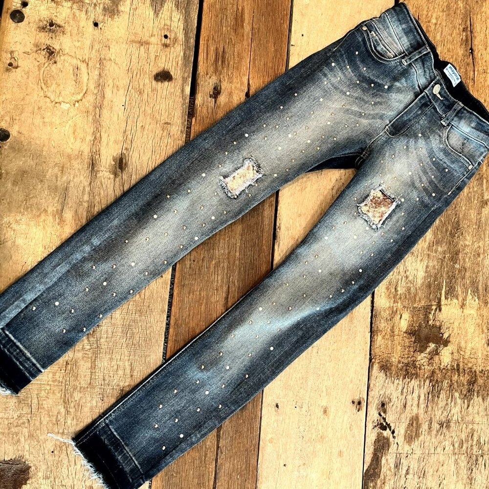 Mayoral Girls Jeans with Rose Gold Sequins 10